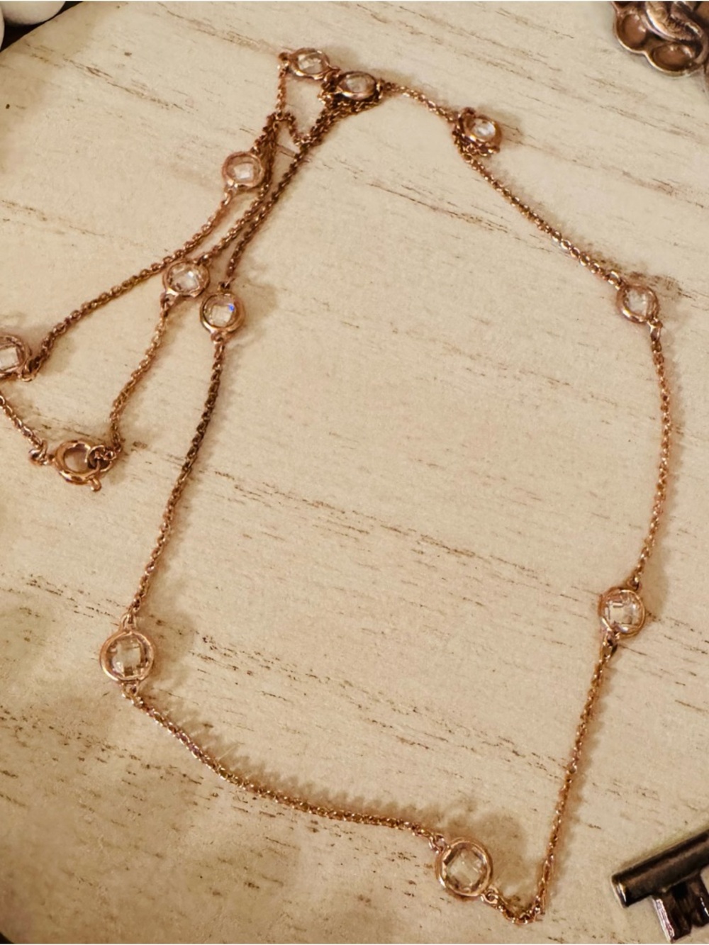 .925 Rose Gold plated Necklace with Crystal Accents - Picture 4 of 14